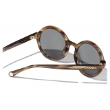 Chanel - Round Sunglasses - Striped Brown - Chanel Eyewear