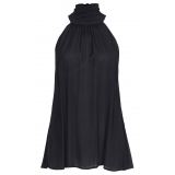 Pinko - Viscose Top with Ribbon - Black - Top - Made in Italy - Luxury Exclusive Collection