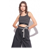 Pinko - Pantalone Wide Leg Cropped in Popeline - Nero - Pantalone - Made in Italy - Luxury Exclusive Collection
