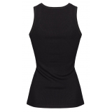 Pinko - Cannetè Cotton Tank Top with Logo - Black - Top - Made in Italy - Luxury Exclusive Collection