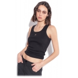 Pinko - Cannetè Cotton Tank Top with Logo - Black - Top - Made in Italy - Luxury Exclusive Collection