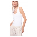 Pinko - Cannetè Cotton Tank Top with Logo - White - Top - Made in Italy - Luxury Exclusive Collection