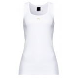 Pinko - Cannetè Cotton Tank Top with Logo - White - Top - Made in Italy - Luxury Exclusive Collection