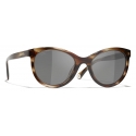 Chanel - Pantos Sunglasses - Striped Brown - Chanel Eyewear