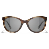 Chanel - Occhiali da Sole Pantos - Marrone Rigato - Chanel Eyewear