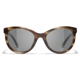 Chanel - Pantos Sunglasses - Striped Brown - Chanel Eyewear