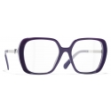 Chanel - Occhiali da Vista Quadrati - Viola Scuro - Chanel Eyewear