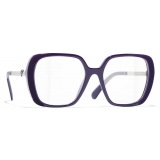 Chanel - Occhiali da Vista Quadrati - Viola Scuro - Chanel Eyewear