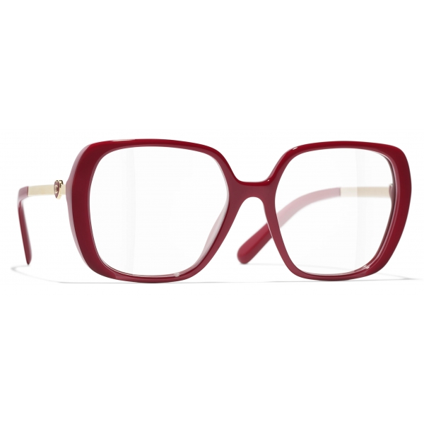 Chanel - Occhiali da Vista Quadrati - Rosso - Chanel Eyewear