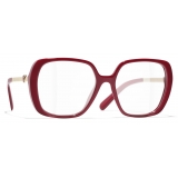 Chanel - Occhiali da Vista Quadrati - Rosso - Chanel Eyewear