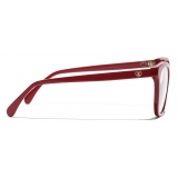 Chanel - Occhiali da Vista Rettangolari - Rosso - Chanel Eyewear