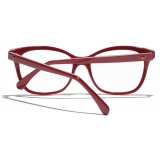 Chanel - Occhiali da Vista Rettangolari - Rosso - Chanel Eyewear