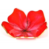 Natusi - Resin Art - Red Flower - Pittura Artigianale con Fiori Naturali e Foglie Dorate - Handmade - Arredamento - Casa