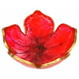 Natusi - Resin Art - Red Flower - Pittura Artigianale con Fiori Naturali e Foglie Dorate - Handmade - Arredamento - Casa