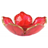Natusi - Resin Art - Red Flower - Artisan Picture with Natural Flowers & Gold Leaves - Handmade - Furnishings - Home