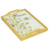 Natusi - Resin Art - Wooden Plate - Artisan Tray with Natural Flowers - Handmade - Furnishings - Home