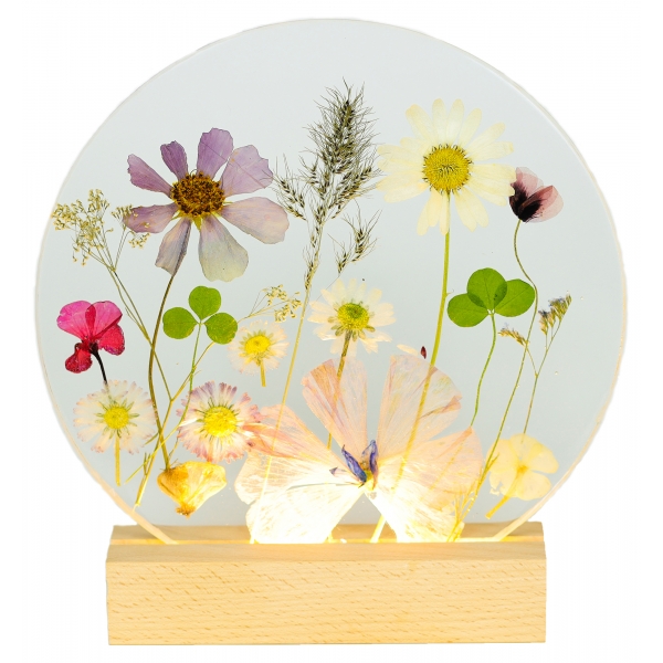 Natusi - Resin Art - Epoxy - Artisan Lamp with Natural Flowers - Handmade - Furnishings - Home
