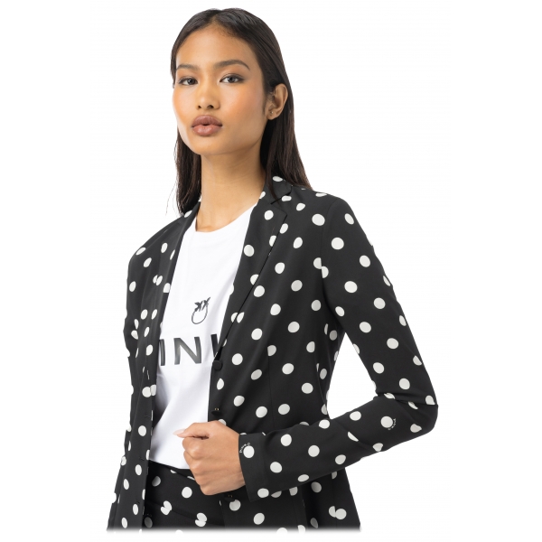 Pinko - Deconstructed Jacket in Polka Dot Pattern - Black - Jacket - Made in Italy - Luxury Exclusive Collection