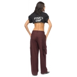 Pinko - Cargo Prince of Wales Pattern - Bordeaux - Trousers - Made in Italy - Luxury Exclusive Collection