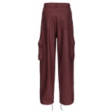 Pinko - Cargo Prince of Wales Pattern - Bordeaux - Trousers - Made in Italy - Luxury Exclusive Collection