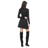 Pinko - Pleated Flannel Mini Skirt - Black - Skirt - Made in Italy - Luxury Exclusive Collection