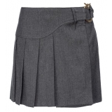 Pinko - Pleated Flannel Mini Skirt - Grey - Skirt - Made in Italy - Luxury Exclusive Collection