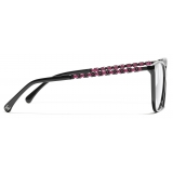 Chanel - Square Blue Light Glasses - Black & Pink - Chanel Eyewear