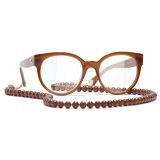 Chanel - Occhiali a Farfalla Luce Blu - Marrone Oro - Chanel Eyewear