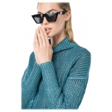 Pinko - Laminated Effect Knitted Pullover - Light Blue - Sweater - Made in Italy - Luxury Exclusive Collection