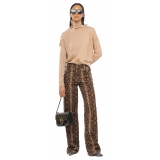 Pinko - Wool Turtleneck with Rouche - Beige - Sweater - Made in Italy - Luxury Exclusive Collection