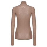 Pinko - Jersey Turtleneck with Cut-Out - Beige - Sweater - Made in Italy - Luxury Exclusive Collection