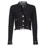 Pinko - Check Lurex Patterned Short Jacket - Black - Jacket - Made in Italy - Luxury Exclusive Collection
