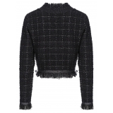 Pinko - Check Lurex Patterned Short Jacket - Black - Jacket - Made in Italy - Luxury Exclusive Collection