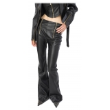 Pinko - Flare Trousers Leather Effect - Black - Trousers - Made in Italy - Luxury Exclusive Collection