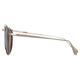 Linda Farrow - Occhiali da Sole Luis Oval in Oro Chiaro Marrone - LFL1224C6SUN - Linda Farrow Eyewear