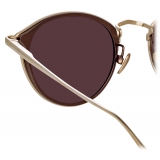 Linda Farrow - Occhiali da Sole Luis Oval in Oro Chiaro Marrone - LFL1224C6SUN - Linda Farrow Eyewear