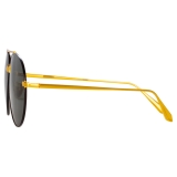 Linda Farrow - Occhiali da Sole Marcelo Aviator in Nero Oro Giallo - LFL1421C1SUN - Linda Farrow Eyewear