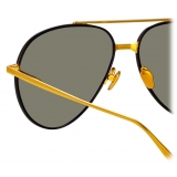 Linda Farrow - Occhiali da Sole Marcelo Aviator in Nero Oro Giallo - LFL1421C1SUN - Linda Farrow Eyewear