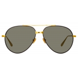 Linda Farrow - Occhiali da Sole Marcelo Aviator in Nero Oro Giallo - LFL1421C1SUN - Linda Farrow Eyewear