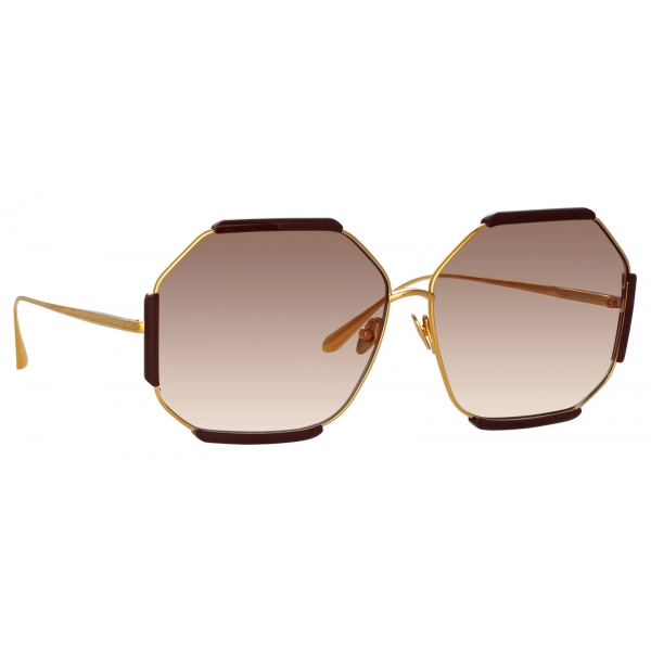 Linda Farrow - Occhiali da Sole Margot Hexagon in Marrone - LFL1308C4SUN - Linda Farrow Eyewear