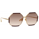 Linda Farrow - Margot Hexagon Sunglasses in Brown - LFL1308C4SUN - Linda Farrow Eyewear