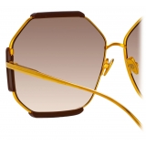 Linda Farrow - Margot Hexagon Sunglasses in Brown - LFL1308C4SUN - Linda Farrow Eyewear