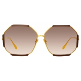 Linda Farrow - Margot Hexagon Sunglasses in Brown - LFL1308C4SUN - Linda Farrow Eyewear