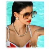 Linda Farrow - Occhiali da Sole Margot Hexagon in Marrone - LFL1308C4SUN - Linda Farrow Eyewear