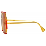 Linda Farrow - Margot Hexagon Sunglasses in Terracotta - LFL1308C5SUN - Linda Farrow Eyewear