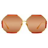 Linda Farrow - Margot Hexagon Sunglasses in Terracotta - LFL1308C5SUN - Linda Farrow Eyewear