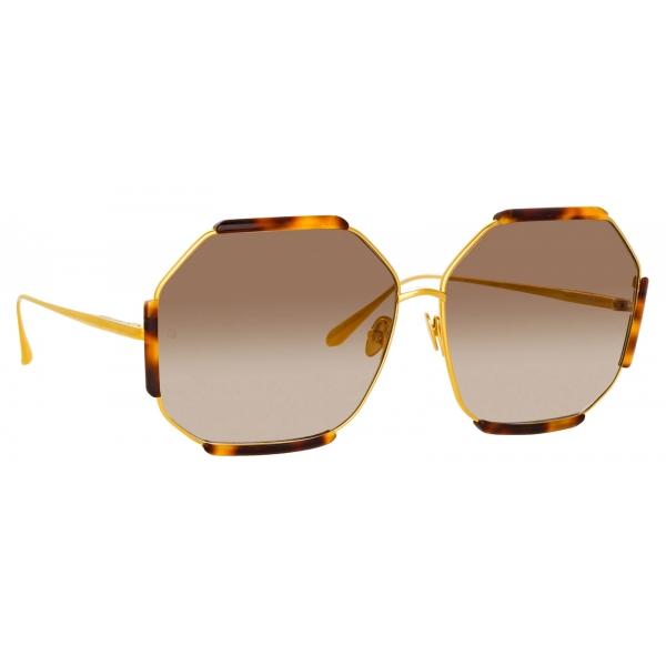 Linda Farrow - Occhiali da Sole Margot Hexagon in Tartaruga - LFL1308C2SUN - Linda Farrow Eyewear