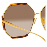 Linda Farrow - Margot Hexagon Sunglasses in Tortoiseshell - LFL1308C2SUN - Linda Farrow Eyewear