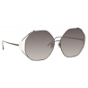 Linda Farrow - Marie Oversized Sunglasses in Nickel - LFL1089C2SUN - Linda Farrow Eyewear