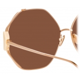 Linda Farrow - Marie Oversized Sunglasses in Rose Gold - LFL1089C4SUN - Linda Farrow Eyewear